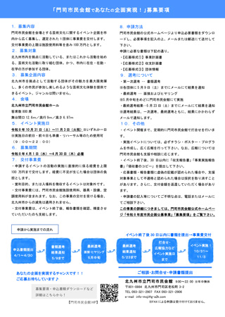 市民企画公募事業 「門司市民会館であなたの企画実現！」チラシ裏面画像